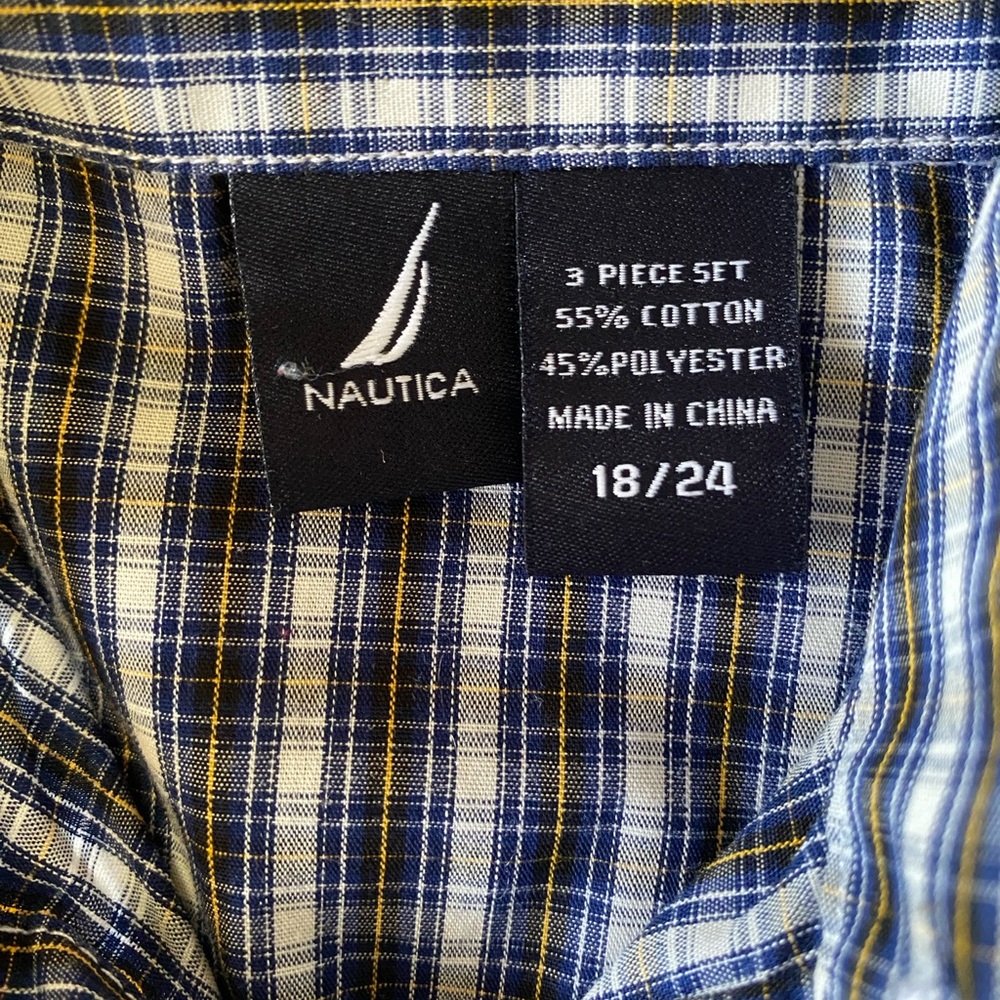 Nautica Blue and Yellow Plaid Shirt Size 18-24M - Picture 4 of 5